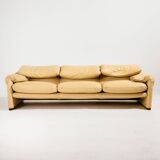 Maralunga leather set by Vico Magistretti for Cassina, Set of 3