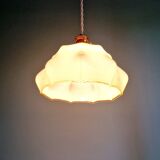 Art Deco pendant light in scalloped pink opaline, 1920-30
