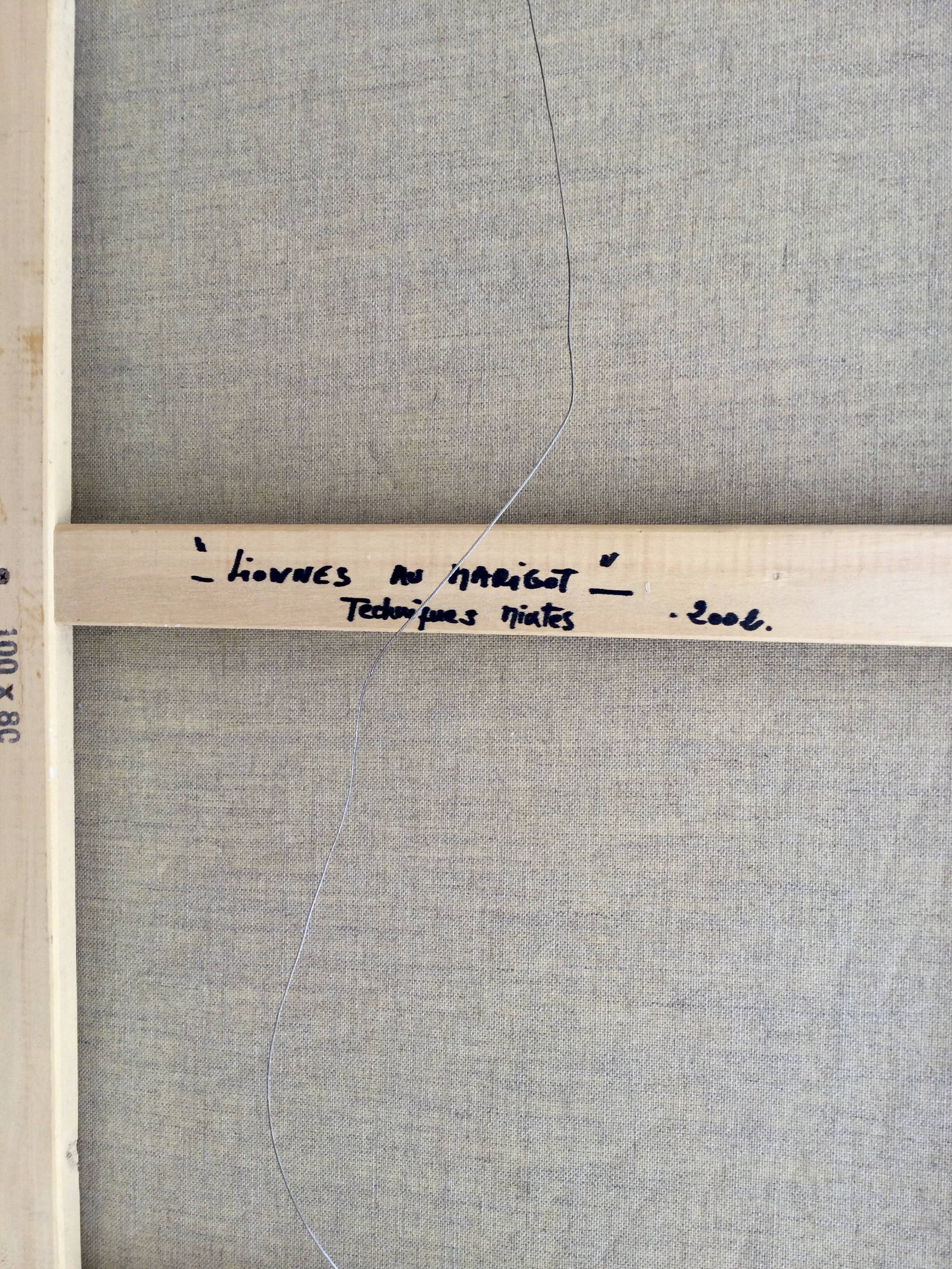 Oil on canvas "Lionesses au Marigot" by Dominique PROTTI-BARAIZE