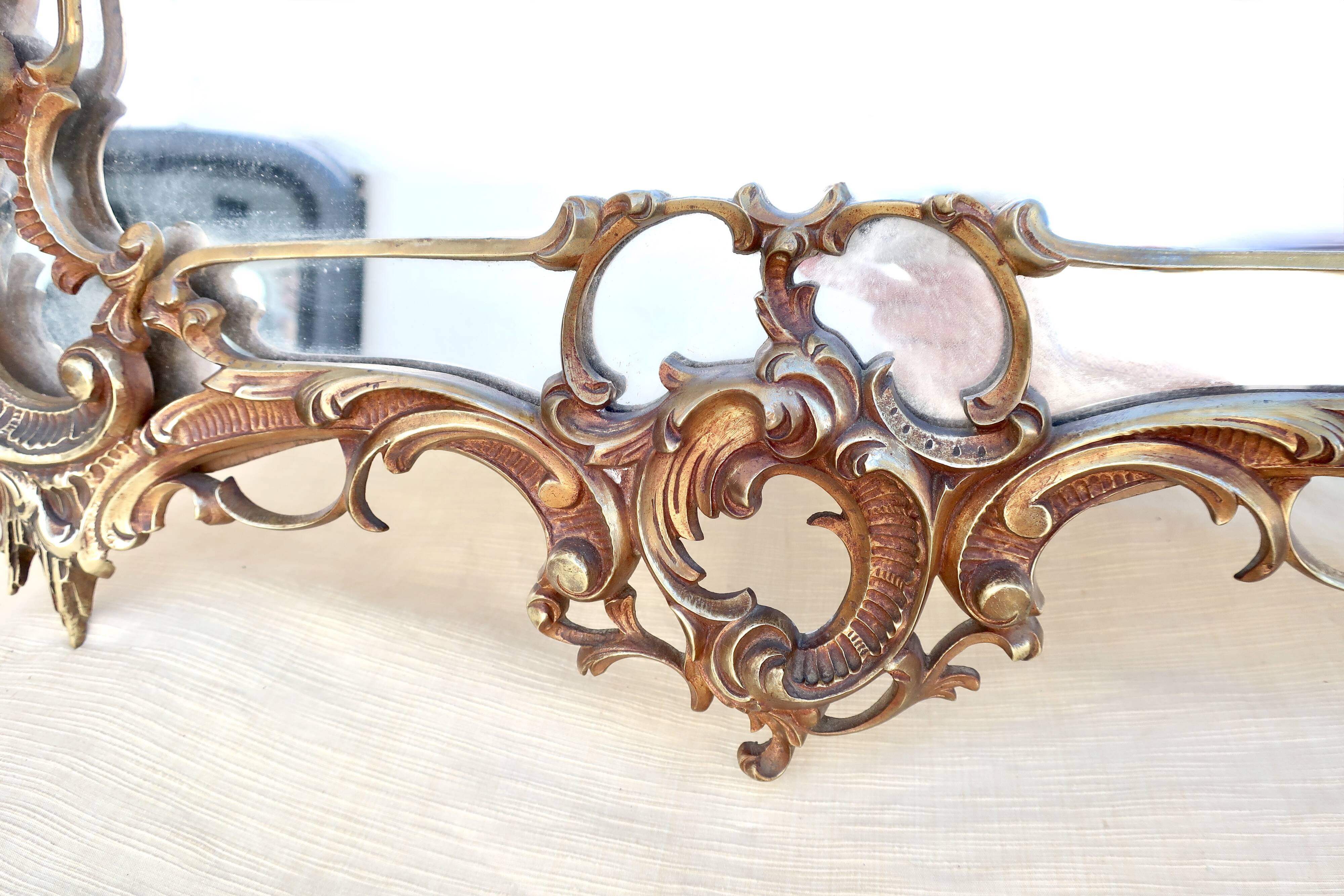 19th century baroque bronze mirror h= 104 cm