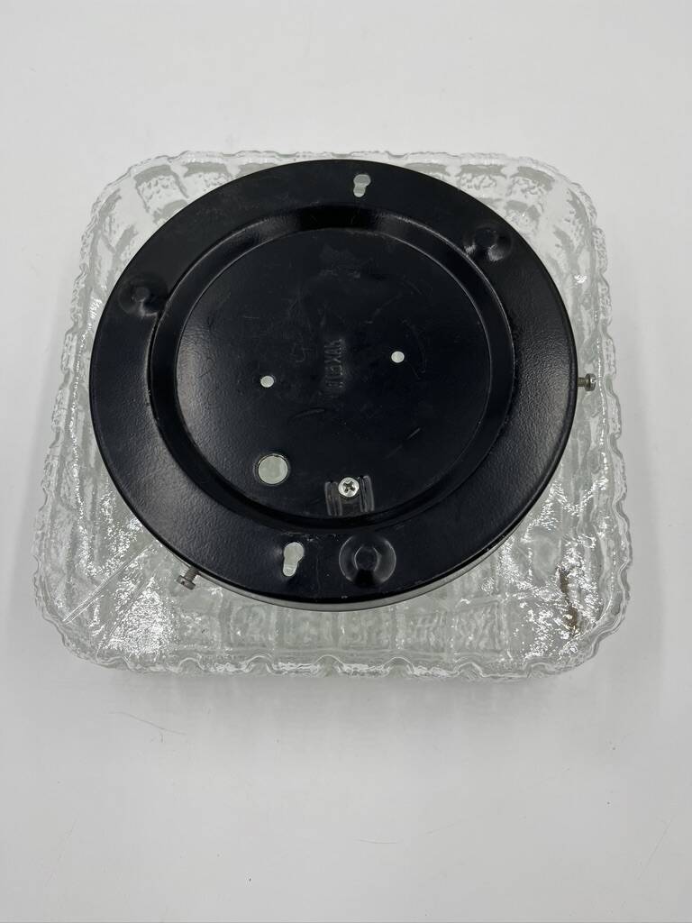 Square molded glass ceiling light with relief