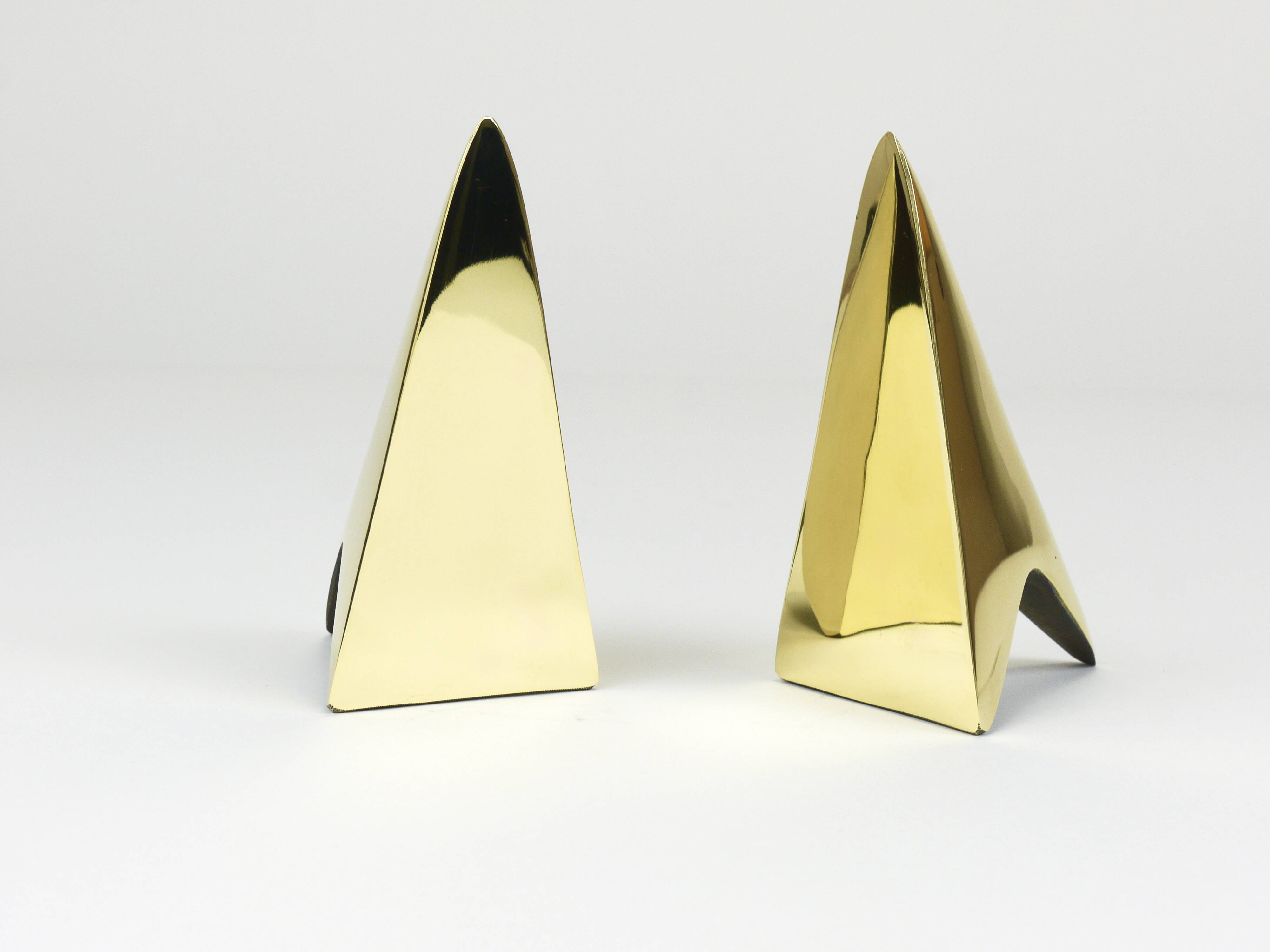 Pair Carl Auböck Minimalist Rocket Brass Bookends #3846, Vienna, Austria