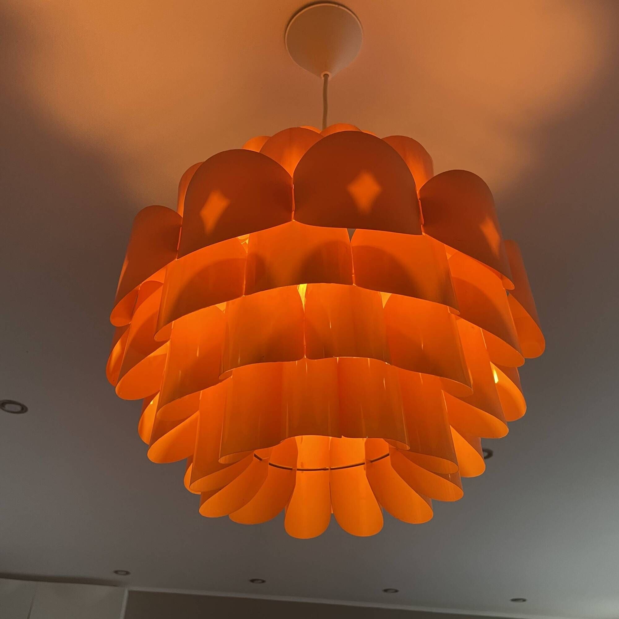 Scandinavian style orange acrylic hanging lamp by Bonita, 1970s