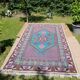 Tunisian carpet in turquoise wool and fuchsia 157x267cm