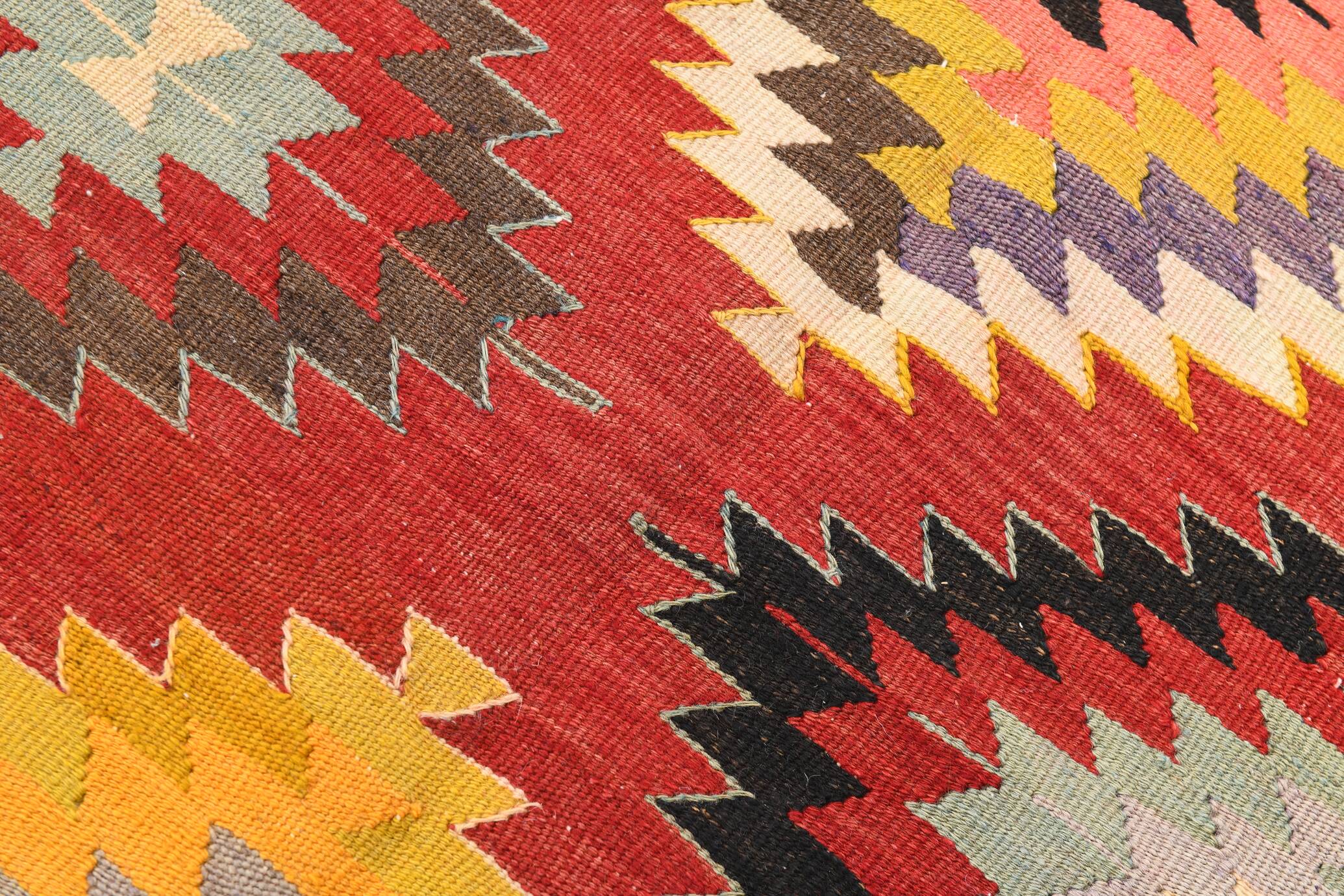 5x8 Red & Yellow Handmade Turkish Kilim Rug, 155x245Cm