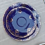Superb Coffee/Tea Trio in Cobalt Blue & Gold Porcelain - Chodzież Poland