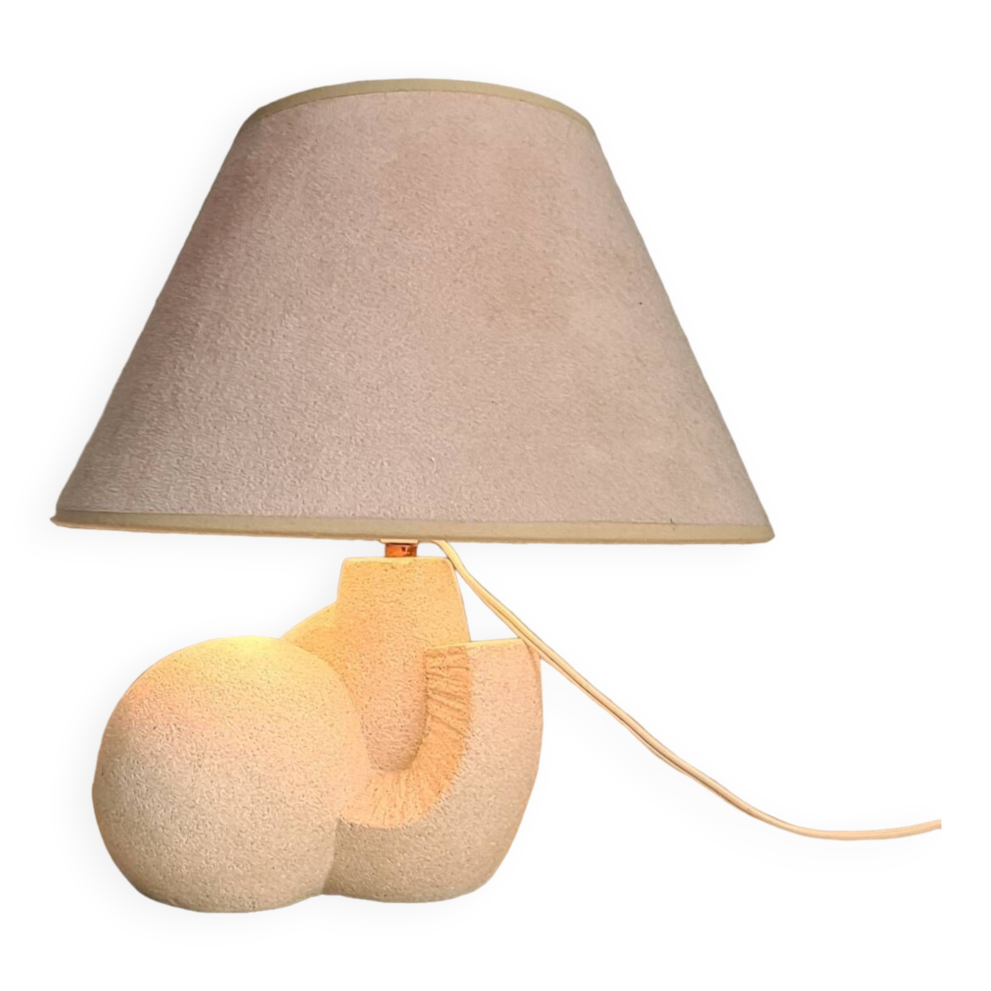 Albert Tormos style sculpture lamp in white stone / 60s / art / artisanal work / Mid-Century / France / 20th century