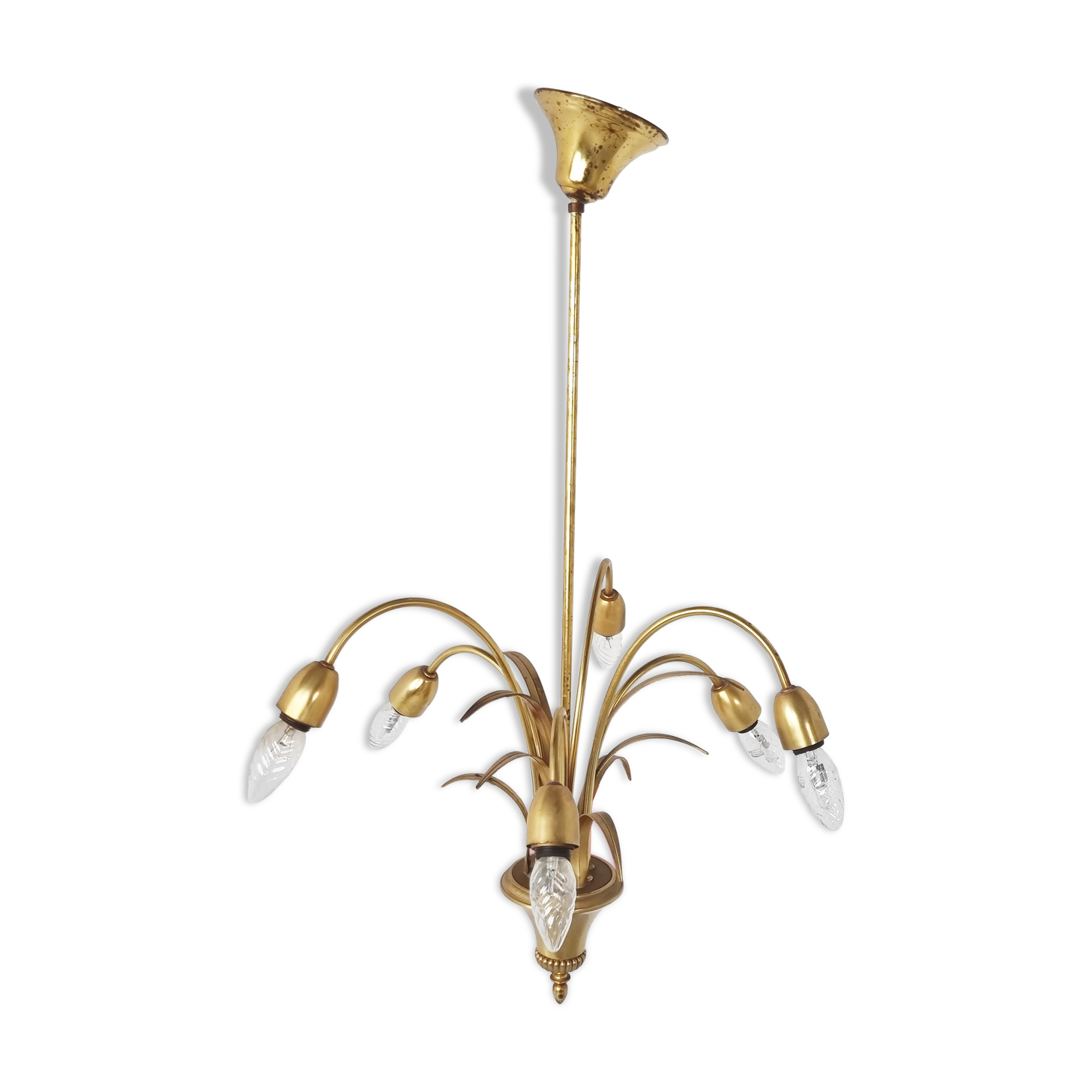 Brass pineapple chandelier, 1970s