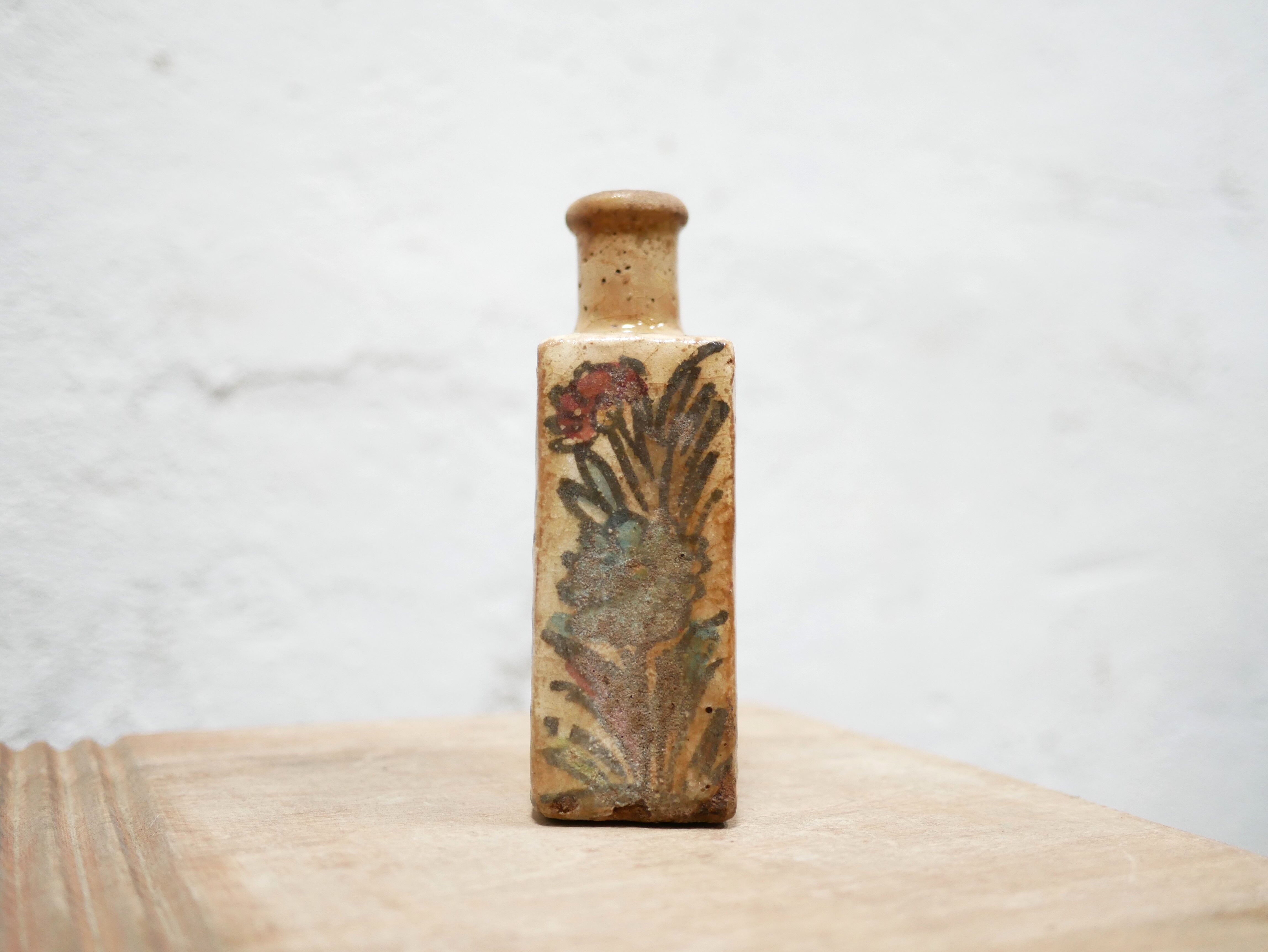 Old glazed terracotta bottle vase, Iran, XIX th