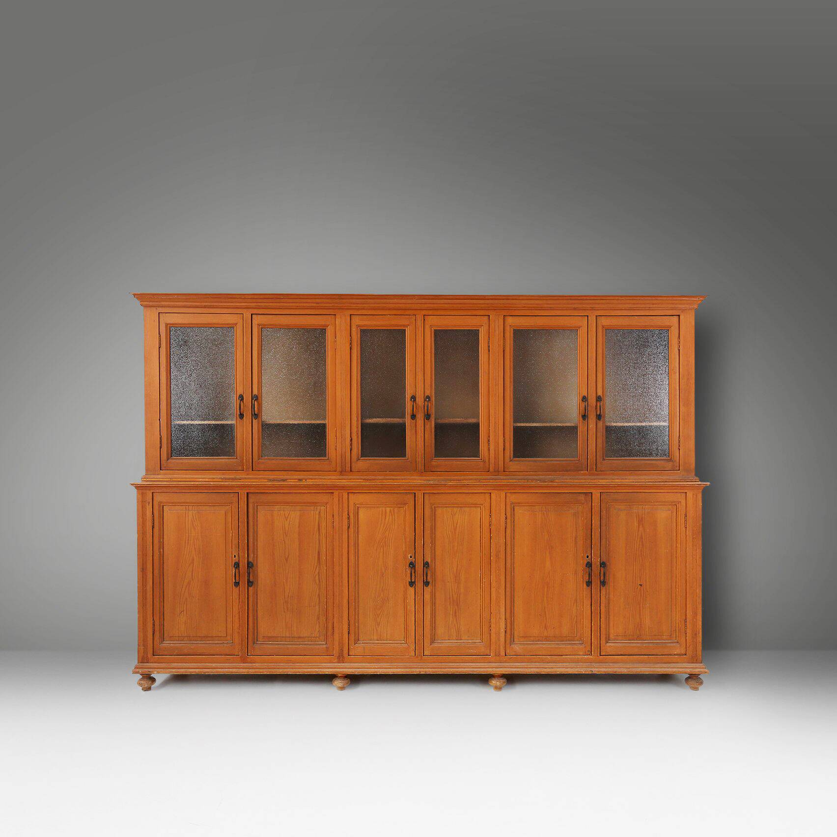 12-Door Monastery or Display Cabinet in Pine, Belgium ca. 1890