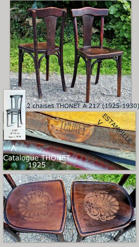Mix 6 art deco bistro chairs, Thonet, Fischel et Luterma