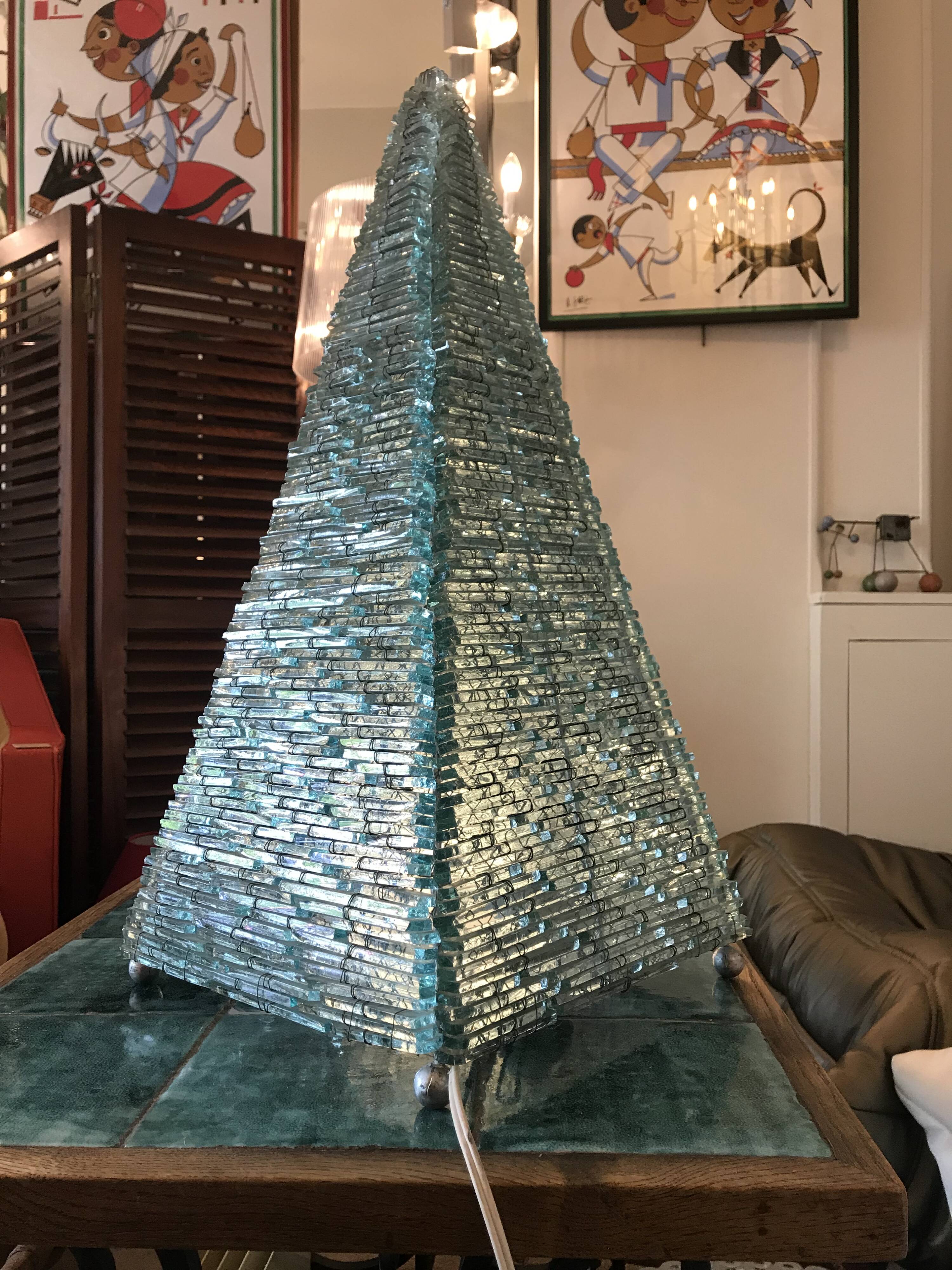 Stacked glass pyramid lamp, 1970