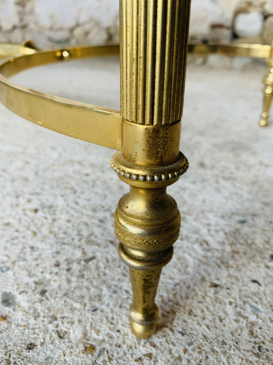 Mid-century coffee table in green marble and brass, 1960s