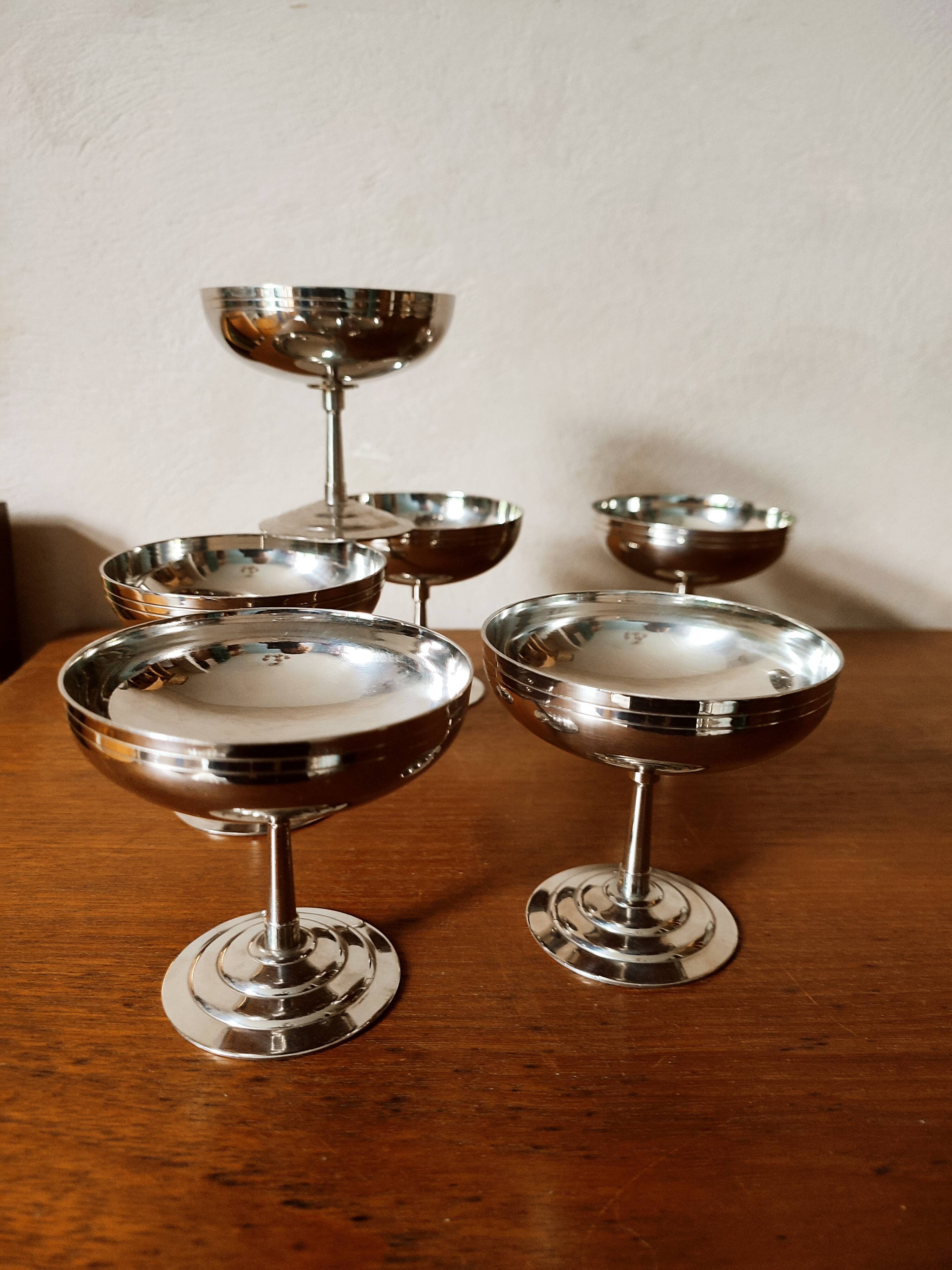 6 art deco stainless steel cups Rémy Letang