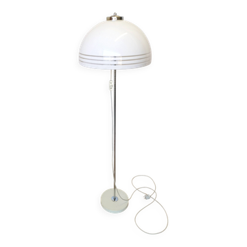 Vintage 1970s Mushroom Floor Lamp: Chrome & White Plastic, Retro Lighting