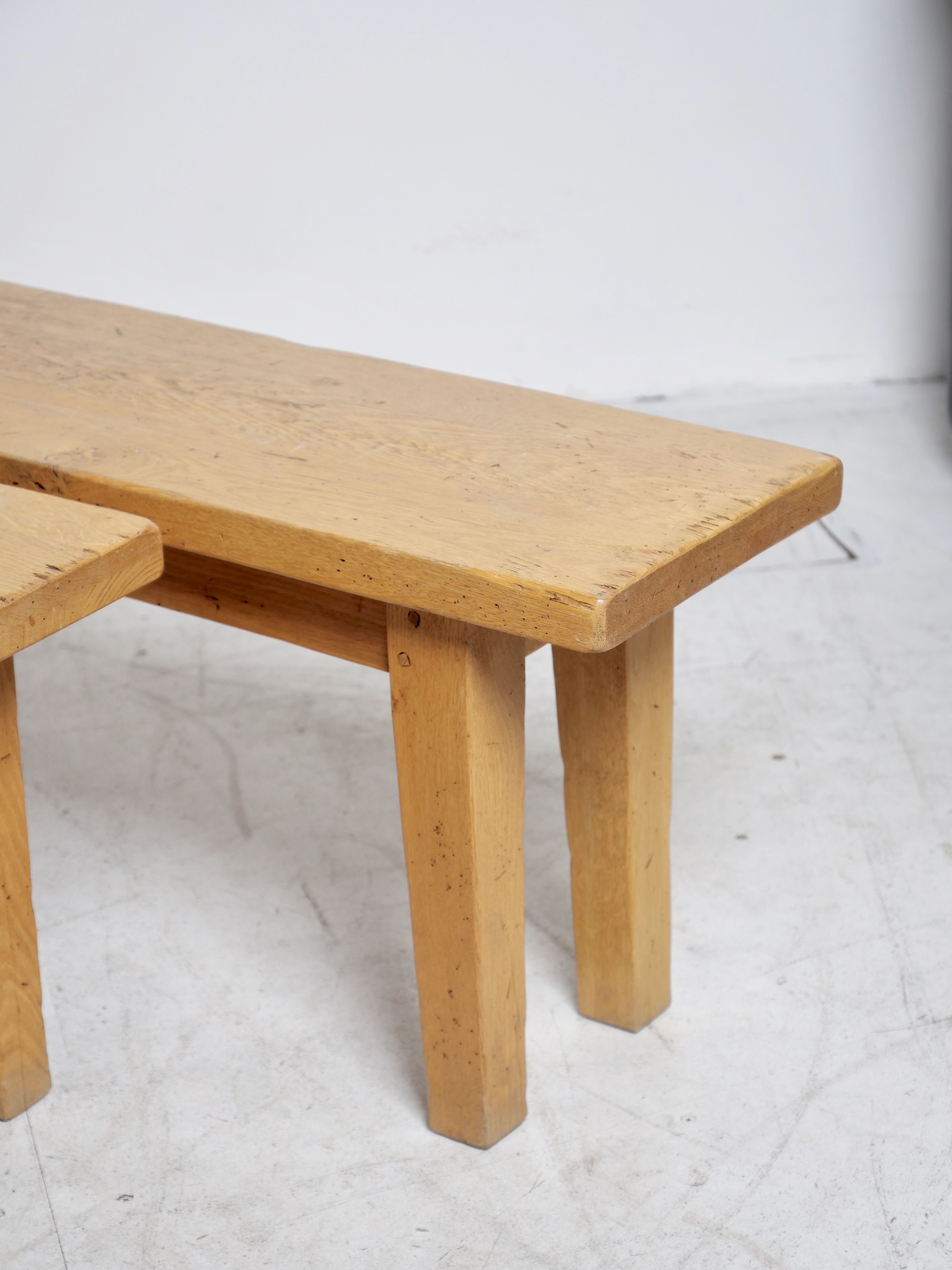 Pair of light oak benches