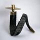 Twisted horn candleholder, resin and brass Italy, 1970s