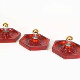 Original vintage deep red ceramic sconces by Hustadt Leuchten