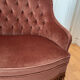Pink velvet tufted sofa