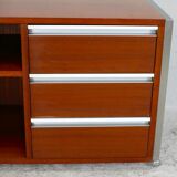 Storage unit by Henri Lesêtre & Claude Gaillard, solid wood, polished steel. France, circa 1970