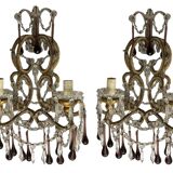 Large Crystal Beaded Murano Glass Sconces Set of 2,