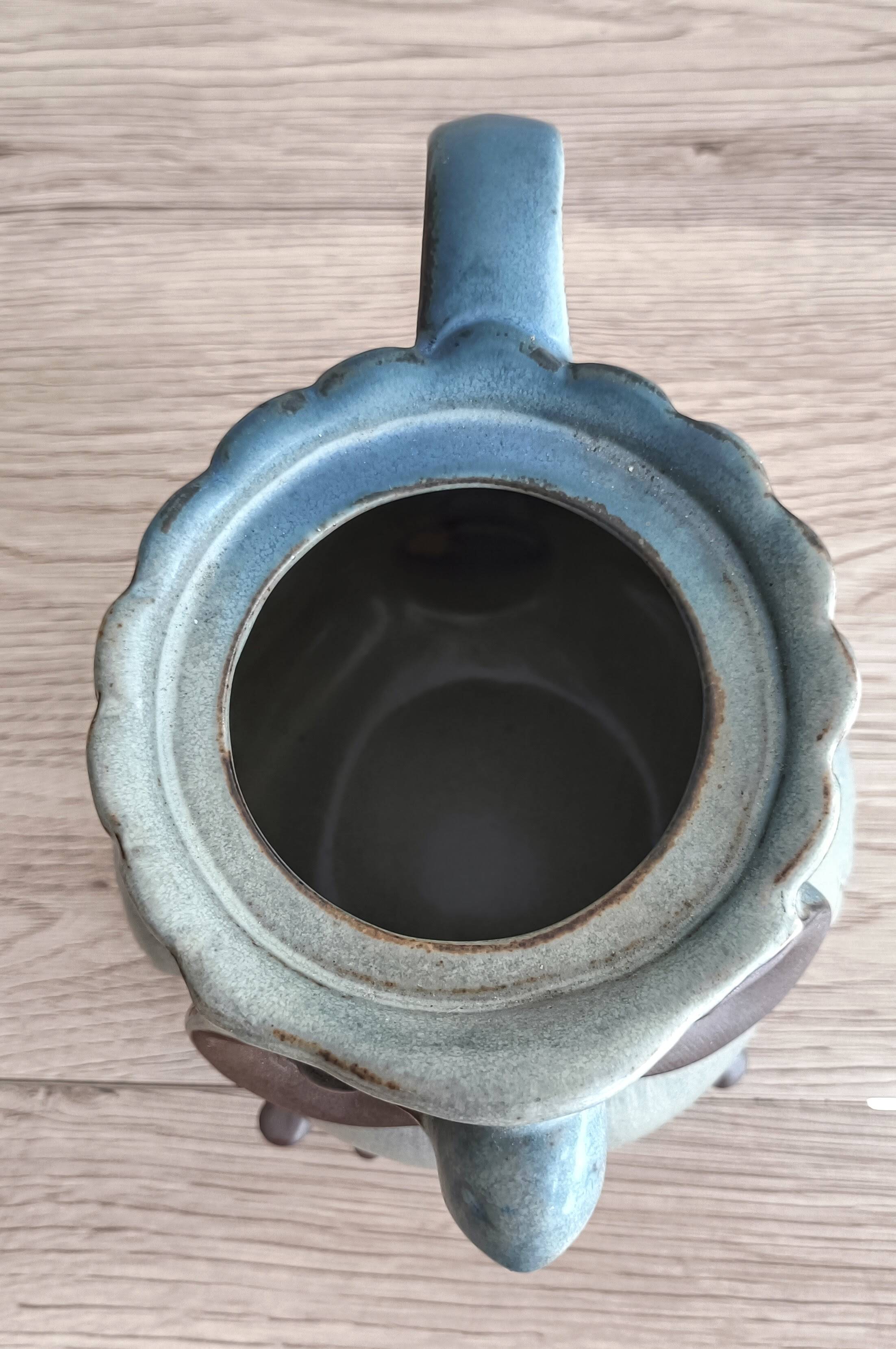 Japanese owl teapot in vintage stoneware