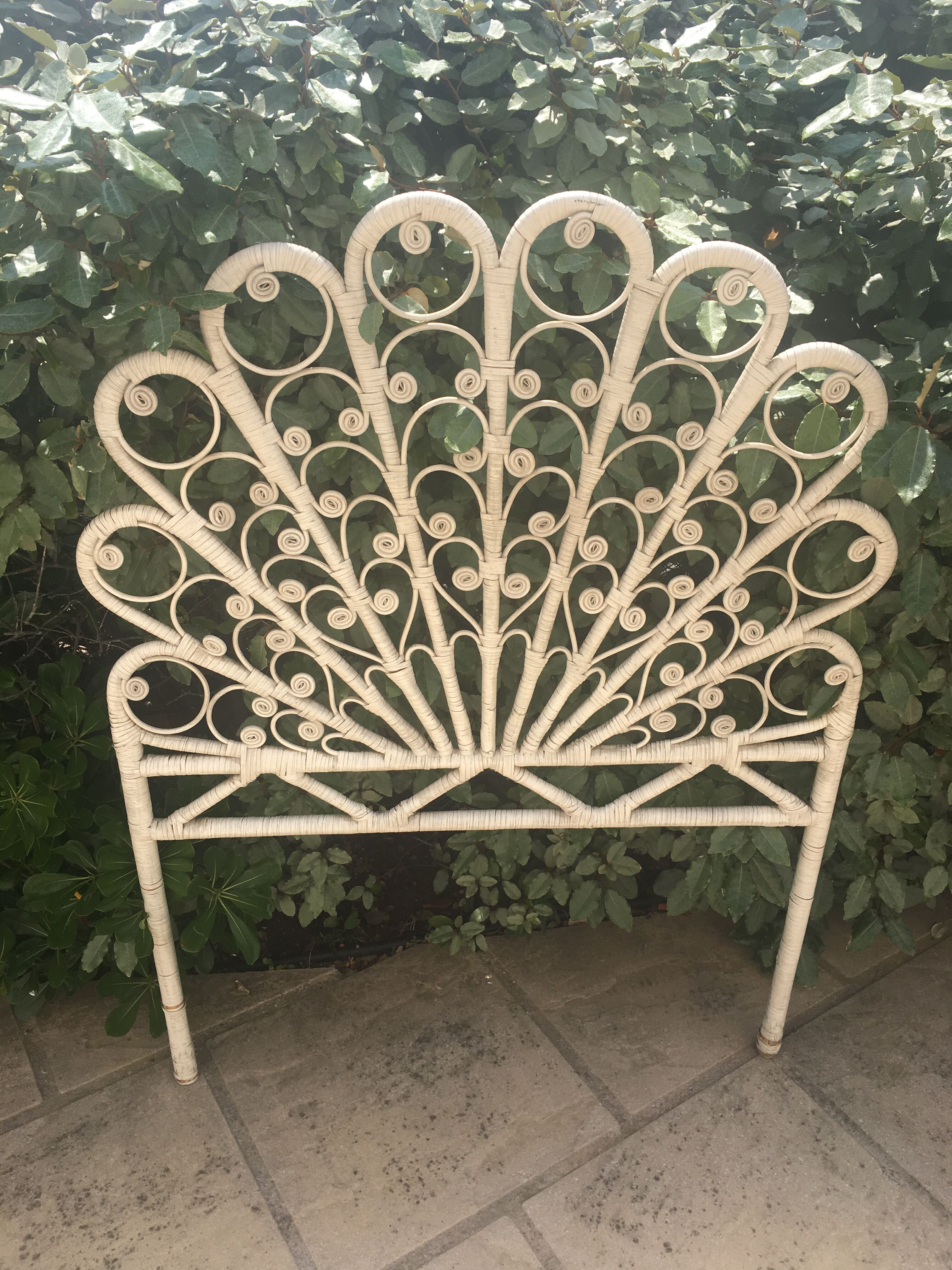 Peacock rattan headboard