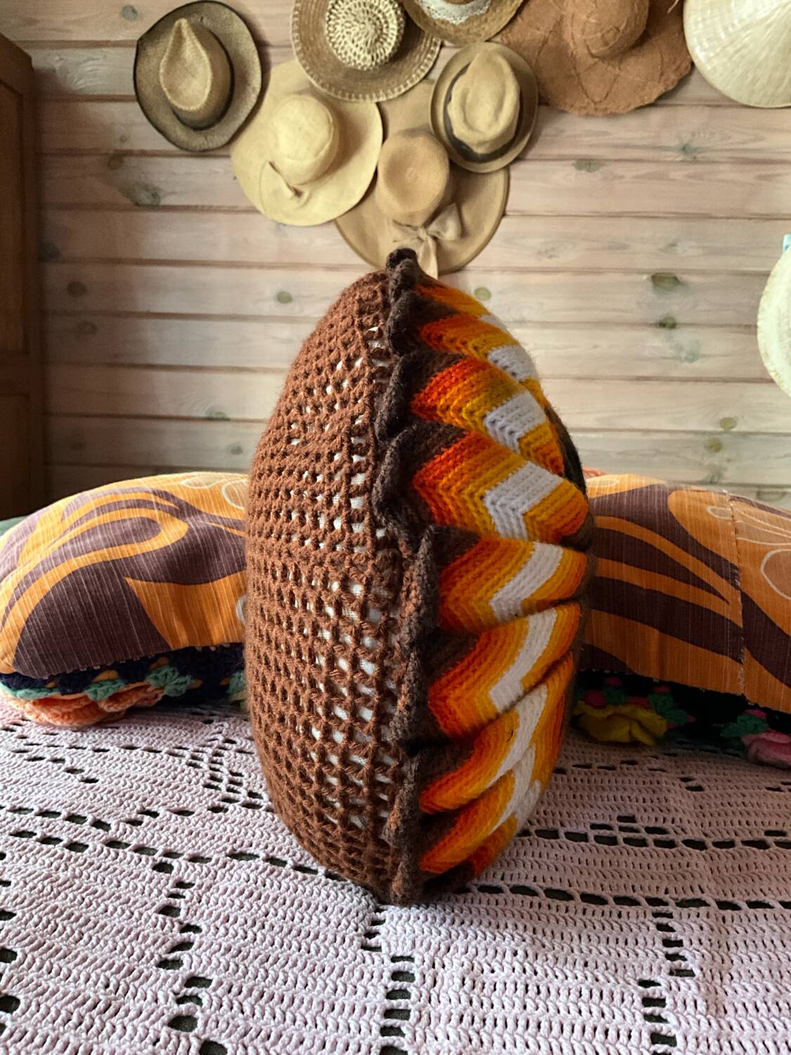 Vintage knitted cushion