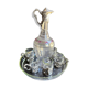 Liquor service Art Nouveau 1/2 Enamelled colored crystal with silver metal frame
