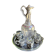 Liquor service Art Nouveau 1/2 Enamelled colored crystal with silver metal frame