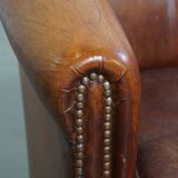 Cognac-Colored Sheepskin Leather Club Chair