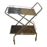 Chrome-plated metal serving trolley