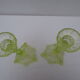 pair of old anise-green glass candlesticks