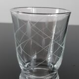 Set of 6 water glasses engraved 50s