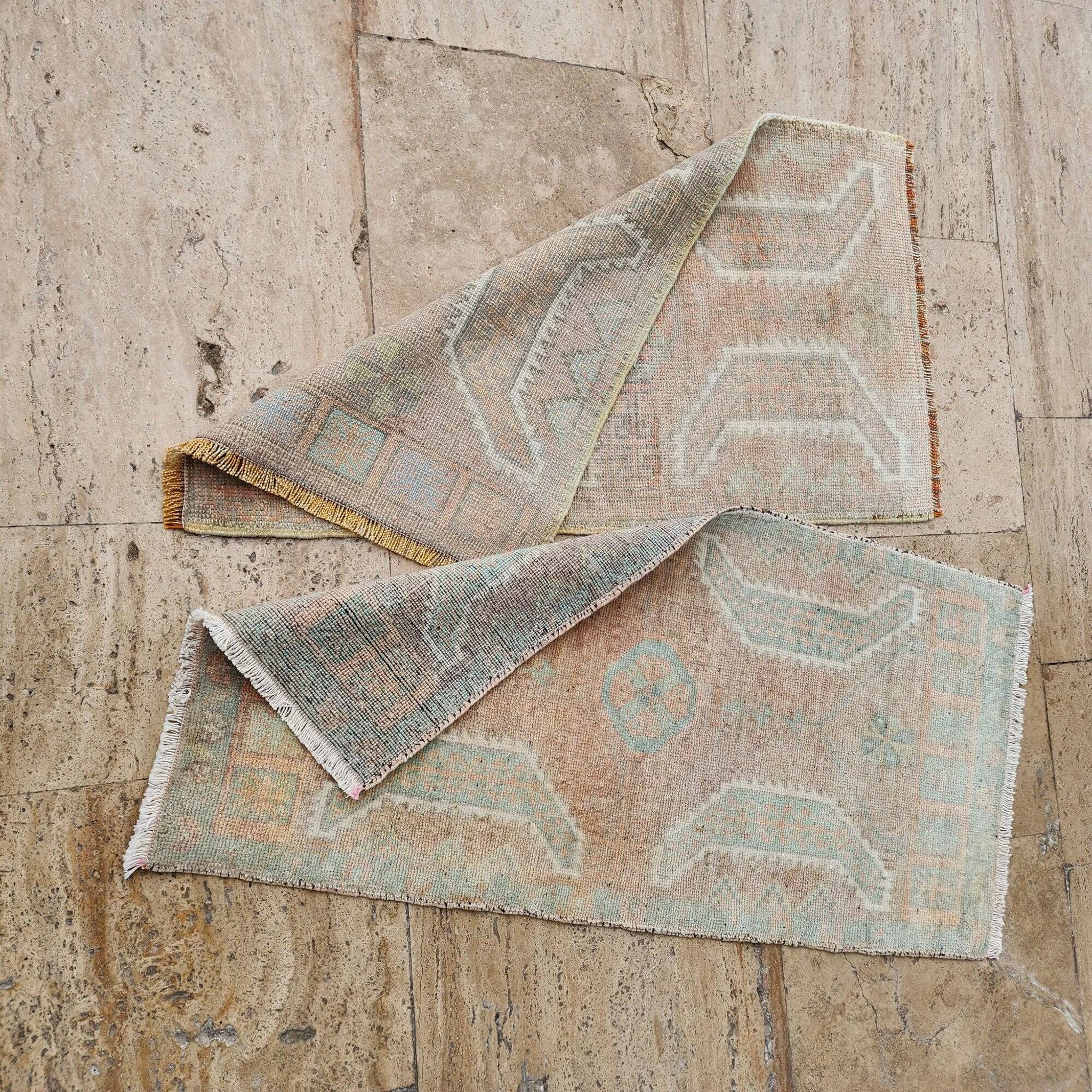 Set of 2 vintage handmade Turkish rugs 52x95 cm