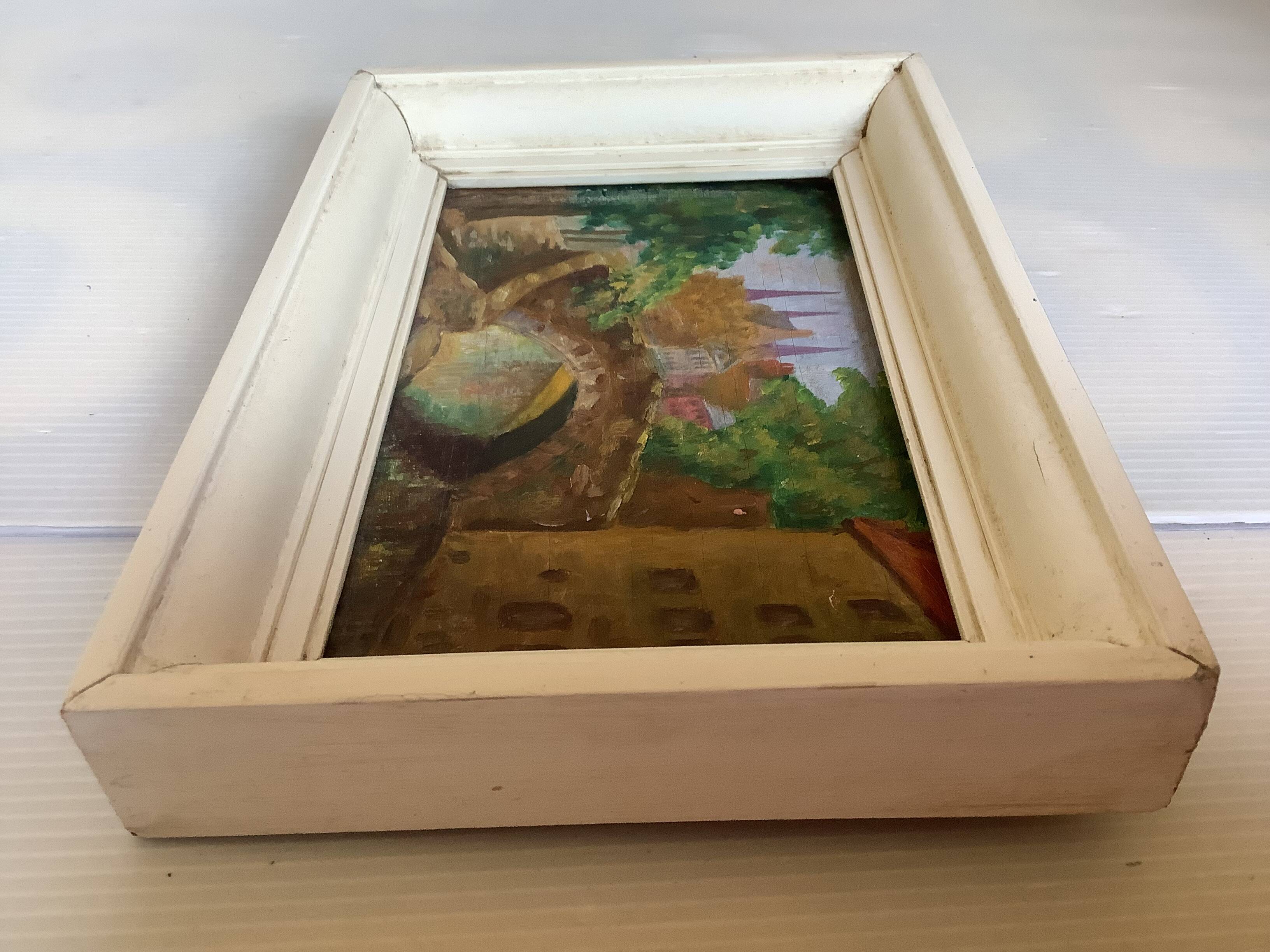 Mini painting of Bruges, Belgium, oil on wood panel.