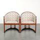 Set of unique Art Deco design armchairs with beautiful fabric upholstery