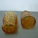 2 destructured pressed molded glasses