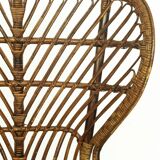 Vintage wicker lounge chair, italian 1950s