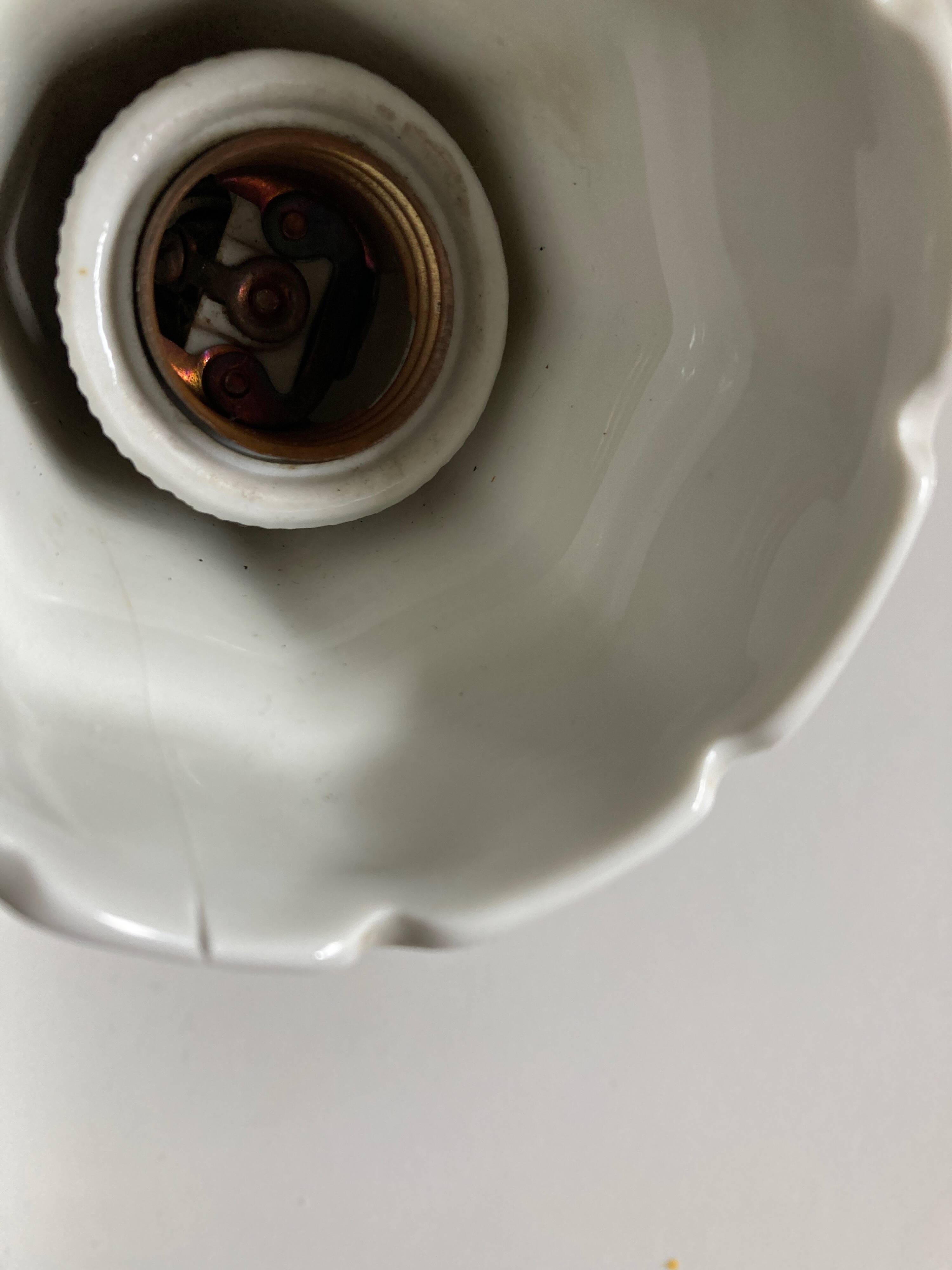 Pair of porcelain wall lights 1950 bathroom