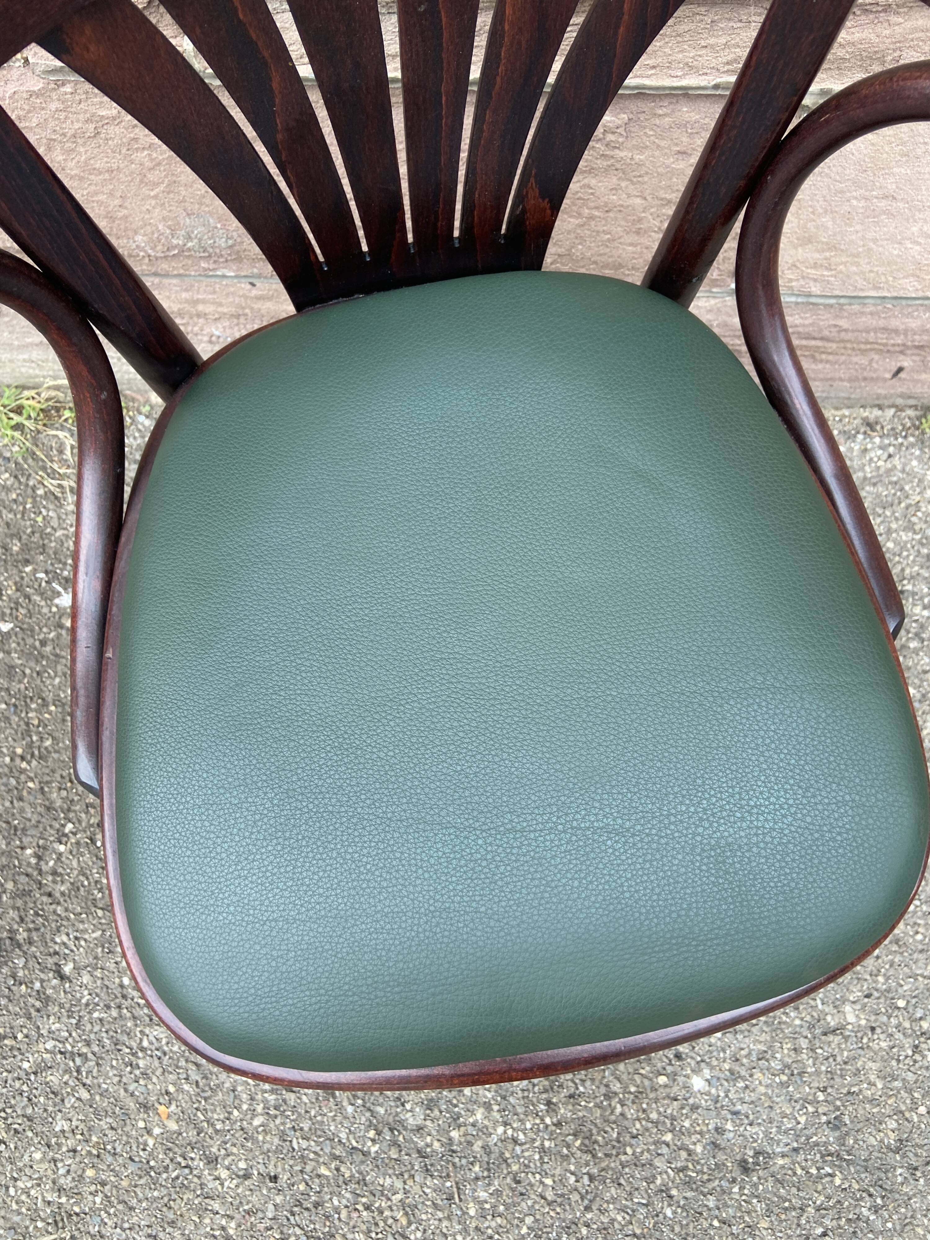 Pair of vintage 80s curved wood restaurant armchairs