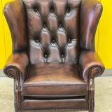 Traditional English Wingback Chesterfield Leather Armchair