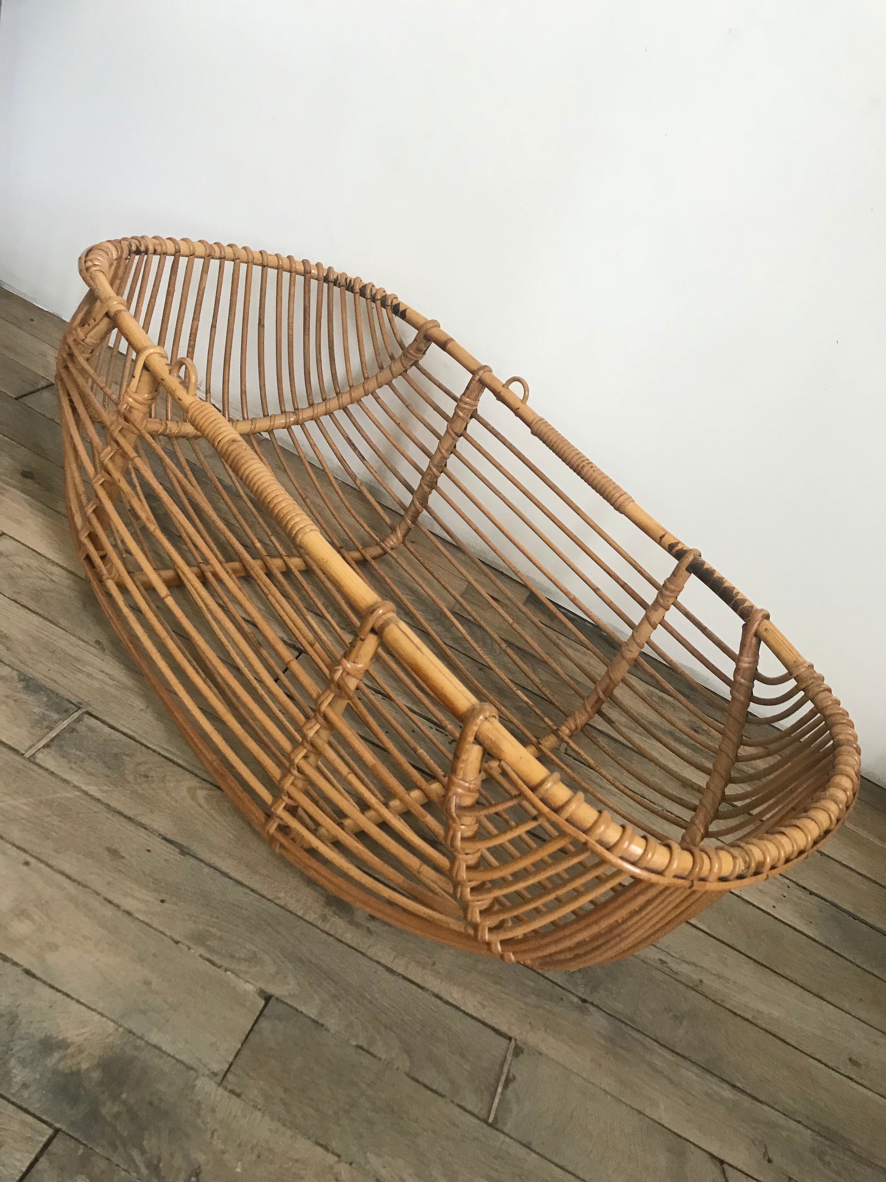 Vintage rattan cradle