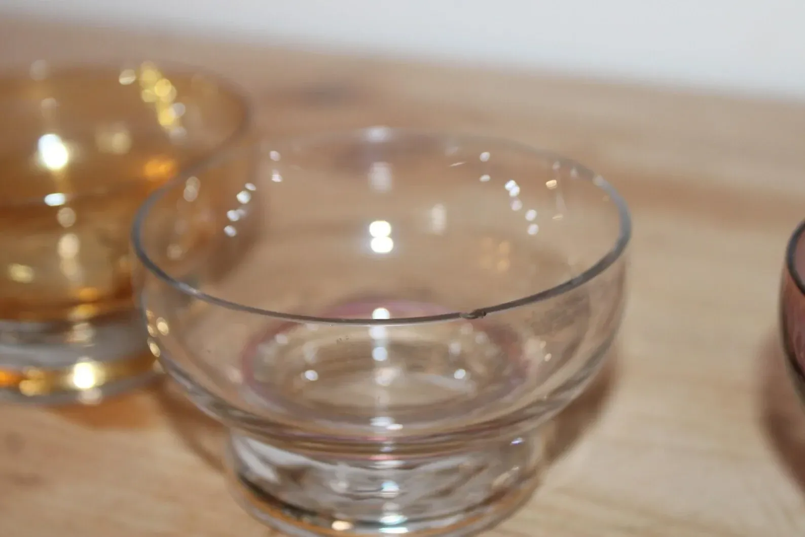 Set of 6 vintage multicoloured glass dessert bowls – 1970s