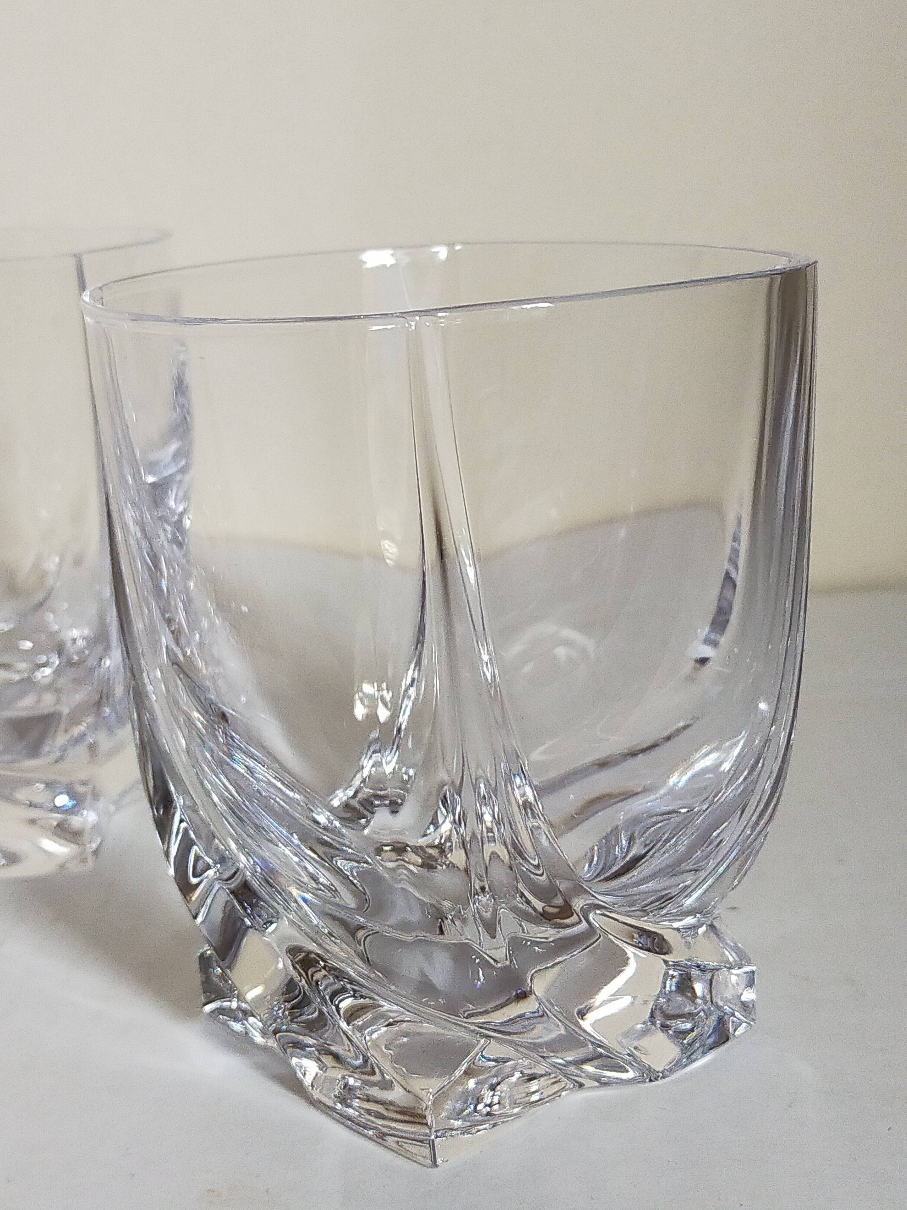 Five vintage crystal whiskey glasses
