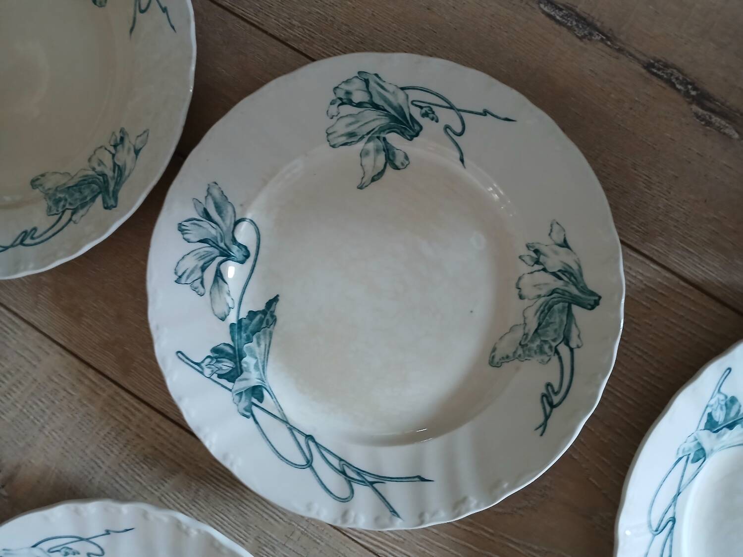 10 antique ironstone dinner plates