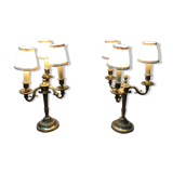 Pair of electrified three-branched candlesticks