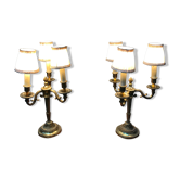 Pair of electrified three-branched candlesticks