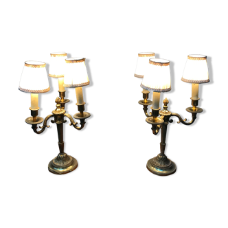 Pair of electrified three-branched candlesticks