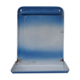 old blue enamelled steel utensil drainer